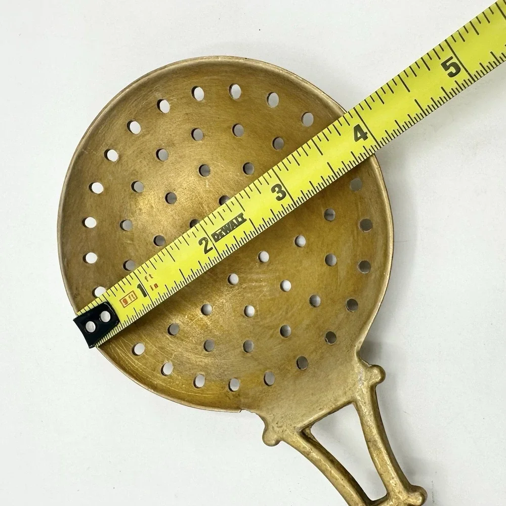 Vintage Metal Skimmer Slotted Spoon Ladle Utensil Wood Handle